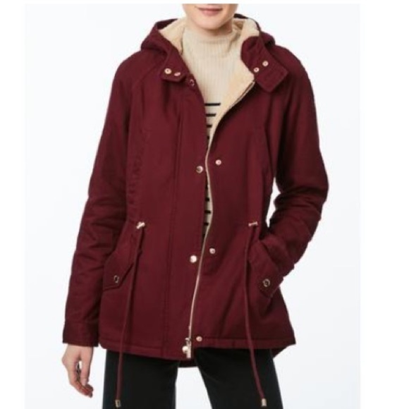 Collection B Juniors' Hooded Anorak Jacket, women’s coat size S Burgundy. New - Picture 5 of 9